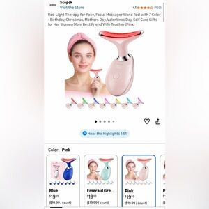 LED 7-Light Facial Massager & Lifting Tool — Pink